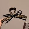 Sweet and Cool Leopard Print Grab Clip Bow Leather Strap Niche and High-end Daily Styling Shark Clip At The Back Of The Head