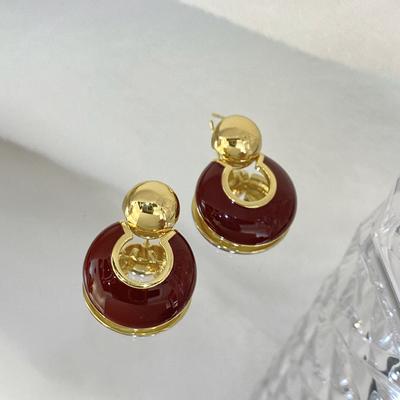 S925 Silber Nadel Design Tropf Glasur Emaille Ohrringe Leichte Luxus Premium Retro Ohrstecker Kupfer plattiert 18K Gold Ohrringe