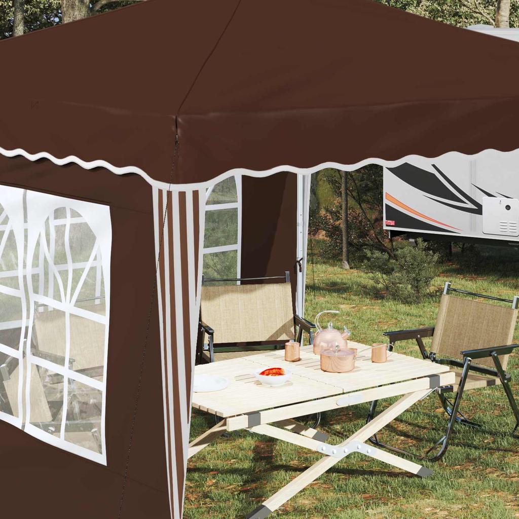 Pop Up Party Tent 288 X 288 X 245 Cm Brown Oxford Fabric