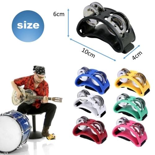 Leiasnow Tambourine Percussion Foot Tambourine Foot Bells Foot Instrument (Black, 2 Pieces)