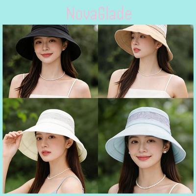 Fashion Korean Style Wide Brim Sun Hat With Mesh Splicing For Outdoor Travel Women