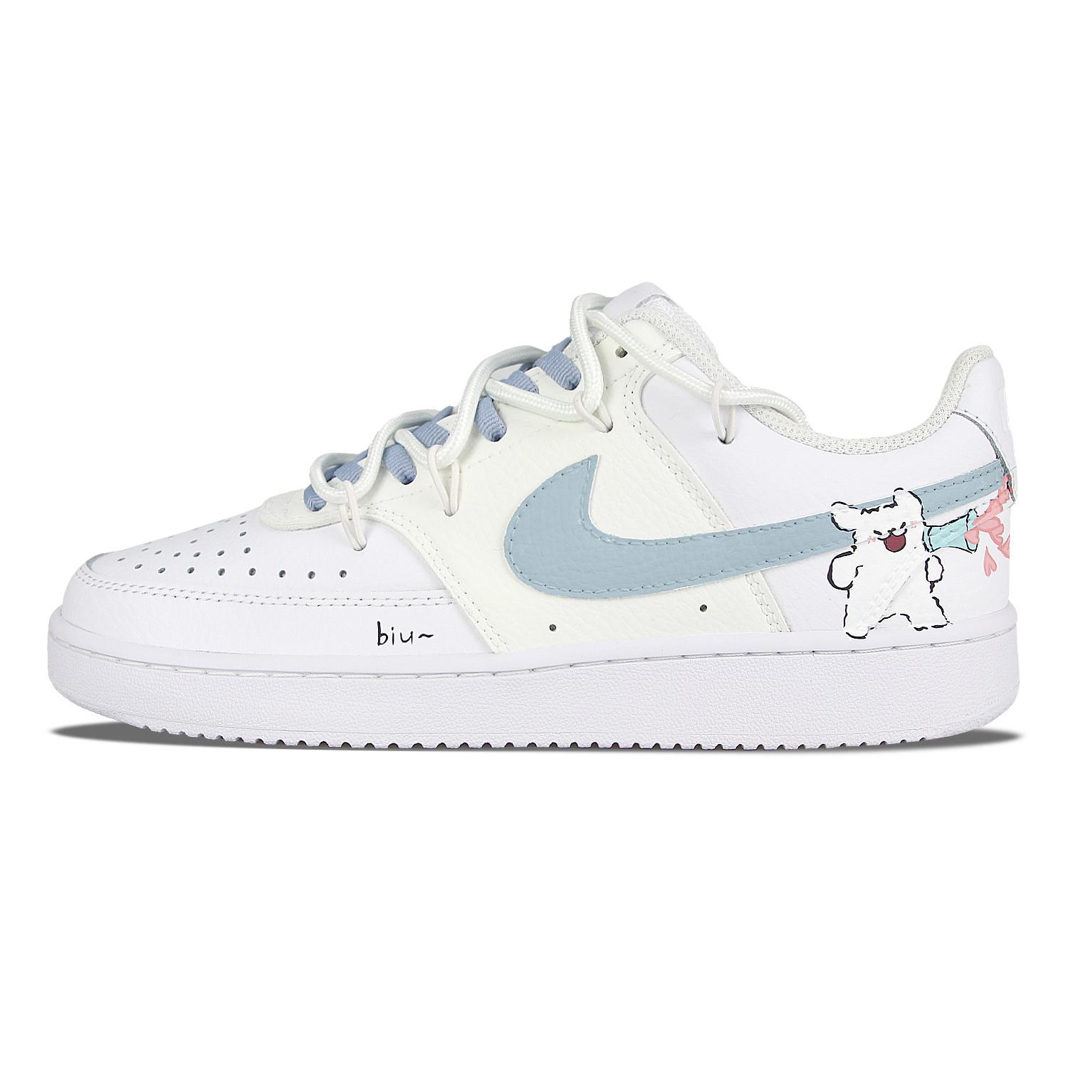 Nike Court Vision 1 Biu Synthetic Leather, Leather Maltese Slip Resistant Lightweight Non slip Lightweight Low top CD5434-100(Team58-biu) 38