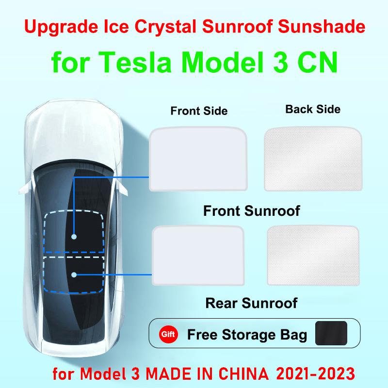 Sunroof Sunshades For Tesla Model 3 Y Juniper Highland 2020-2026 2025 Ice Cloth Buckle Front Rear Skylight Glass Roof Sun ShadeWindshield Sunshades 1