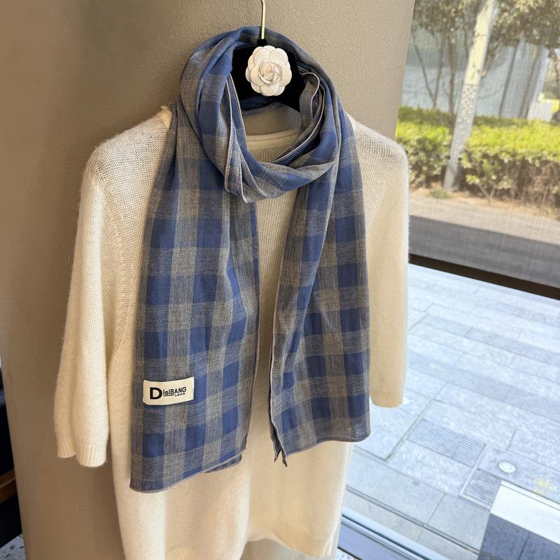 Cotton and Linen Scarf Autumn and Winter New Fashion Headscarf Silk Scarf Long Scarf Thin Neck Protection Decorative Scarf Versatile Scarf Shawl