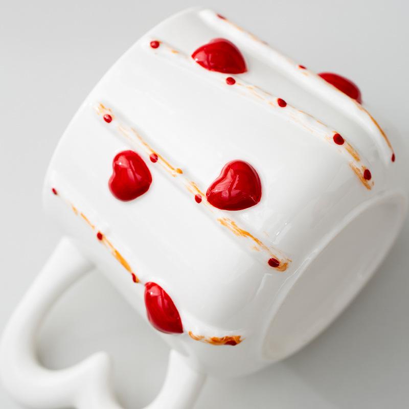 Creative Ceramic Heart Coffee Mug Hand-shaped Ceramic Pink Heart Latte Coffee Mug Delicate Afternoon Tea Flower Tea Cup Gift New