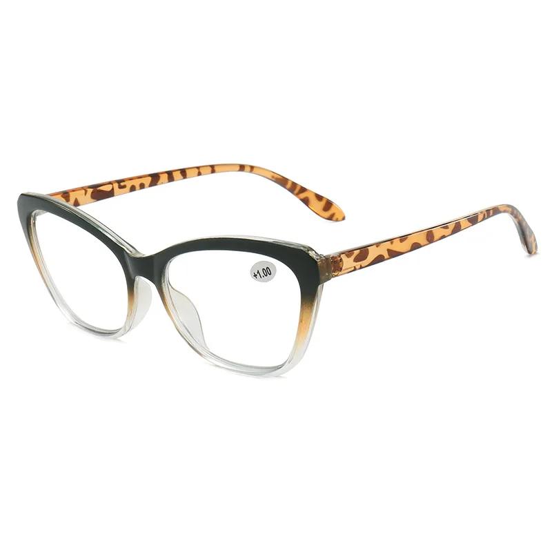 Elegant Cat Eye Reading Glasses for Women Chic Color Block Frame Clear Lens Fashionable Computer Screen Presbyopia 0 To 4.0
