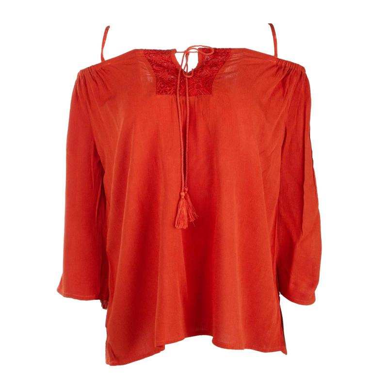 

Женский однотонный топ с открытыми плечами и лямками с рукавом 3/4 BEST MOUNTAIN