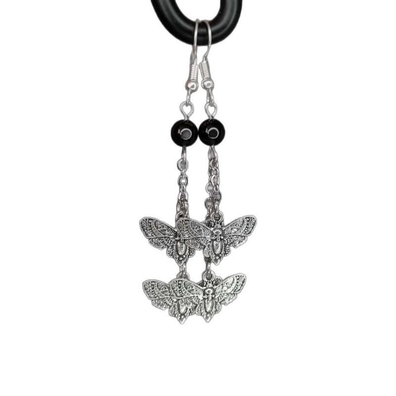 Dark Academy Gothic Death Moth Earrings: Magic Ghost Jewelry, Alternative Gothic Gift