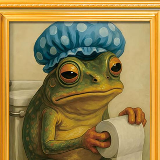 1/6Pcs Abstract Frog Refrigerator Magnet Vintage Cartoon Green Frog Fridge Magnet with Frame Home Kitchen Office Decoration