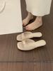 Simple and versatile open-toed square-headed patent leather one-word slippers, female summer wear is not tired, small slope heel fairy wind cool sli
