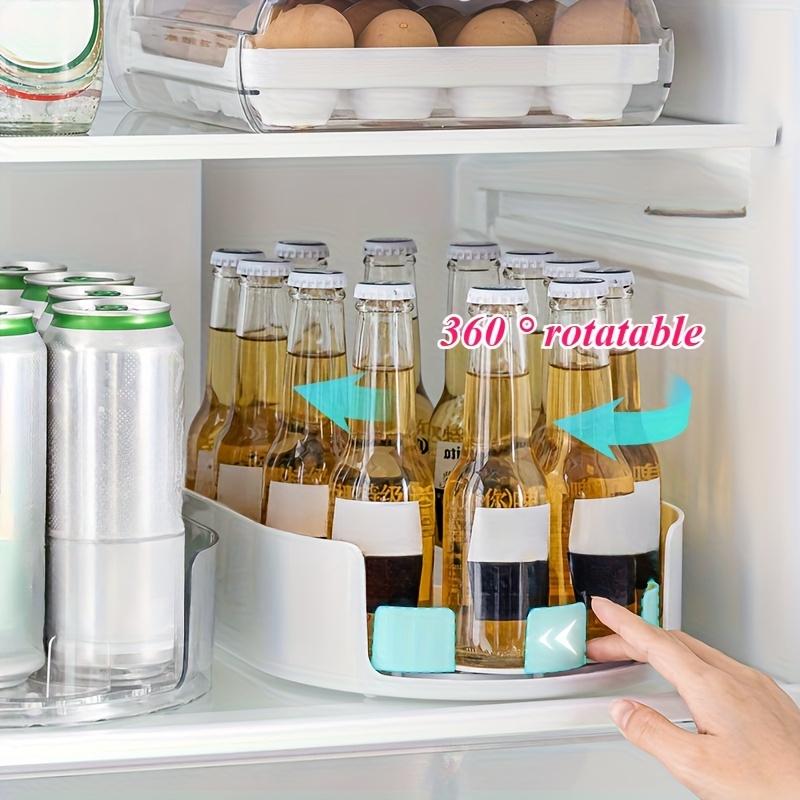 Beer Beverage Storage Tray 360 Rotating Removable Organizer Beer Holder Turntable Organization For Fridge Cosmetics Storage