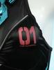 Anime Game Cute Swimsuit Bodysuit Halter Neck Costume Cosplay Fancy Dress Sleeveless Black Body Cover Sports Beach [Miccostumes] Women's One-Piece (S)