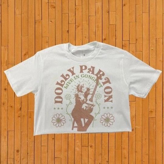 Dolly Parton Concert Women s Short Sleeve Crop Top | Western Fashion Sizes S-XL 3XL