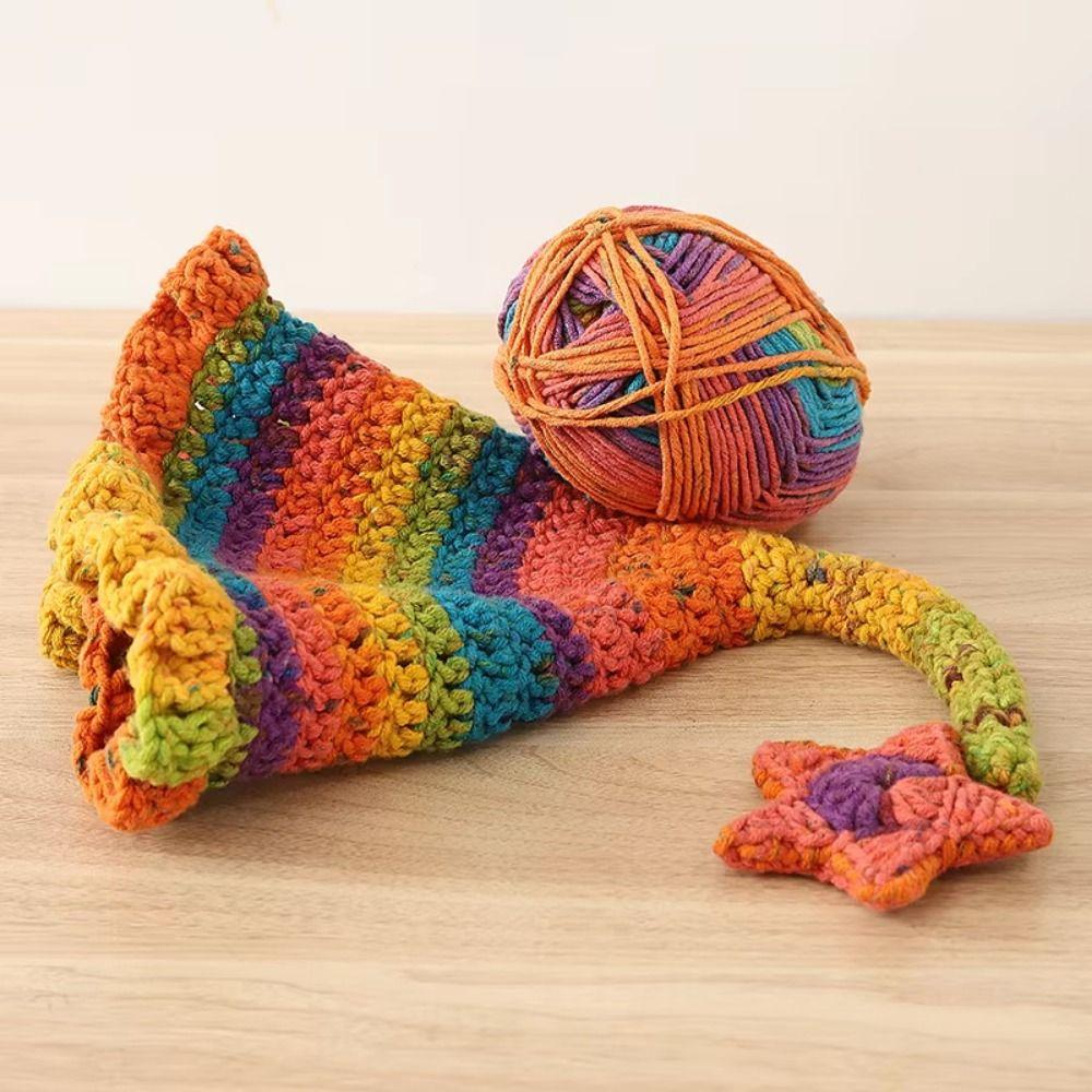 8 Strands Hand Knitting Yarn DIY Coarse Yarn 8-Ply Crochet Yarn Rainbow Segment Spray Colored Variegated Yarn Hats Crafting
