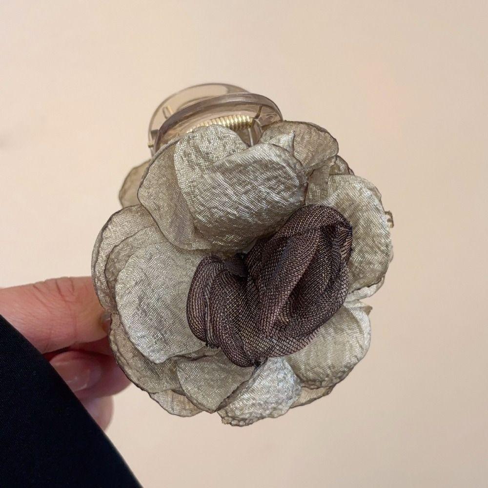 Cloth Rose Shark Clip Korean Style Flower Claw Clip Fashion Simulation Flower Hair Claw  Women