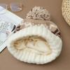 Autumn and Winter Hats, Women's Thickened and Warm Rabbit Fur Knitted Hats, Fashionable Versatile Wool Hats, Ear Protectors, and Headcaps.