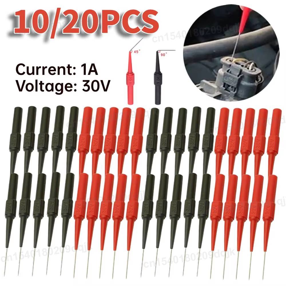 10/20pcs Insulation Piercing Needle Non-destructive 0.7mm Multimeter Test Probes for Banana Plug Measuring Tools Red/Black