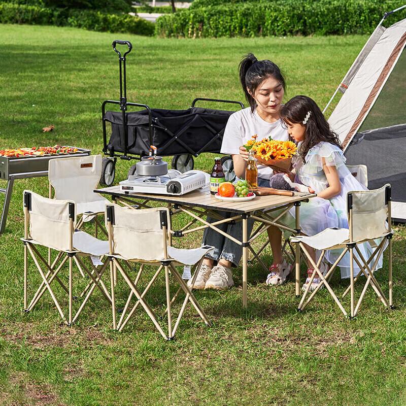 Suncojia Outdoor Portable 7-Piece Aluminum Folding Table & Chair Set