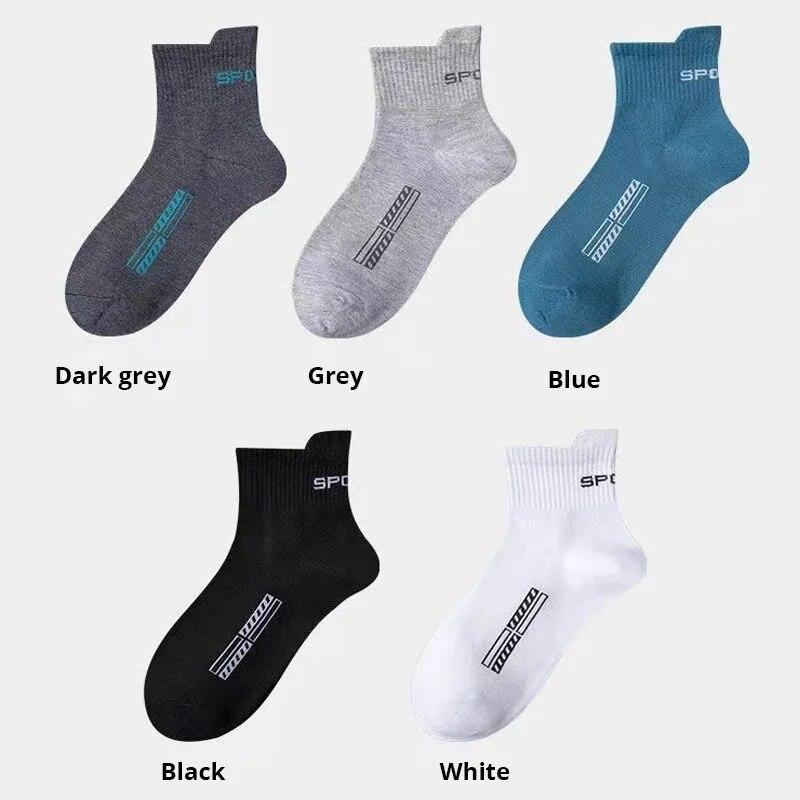 5 Paar Herren Mittellange Atmungsaktive Sport Trend Ohrlifting Basketball Herrensocken Frühling und Herbst Vielseitige Socken