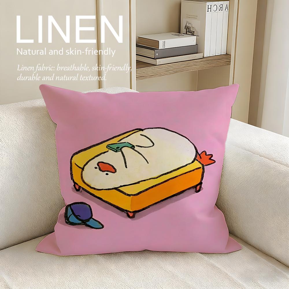 Cute SSEBONG Cushion Cover Linen Decorative Pillowcase Set Pcs x x x Breathable Washable Sofa Cushion Cover