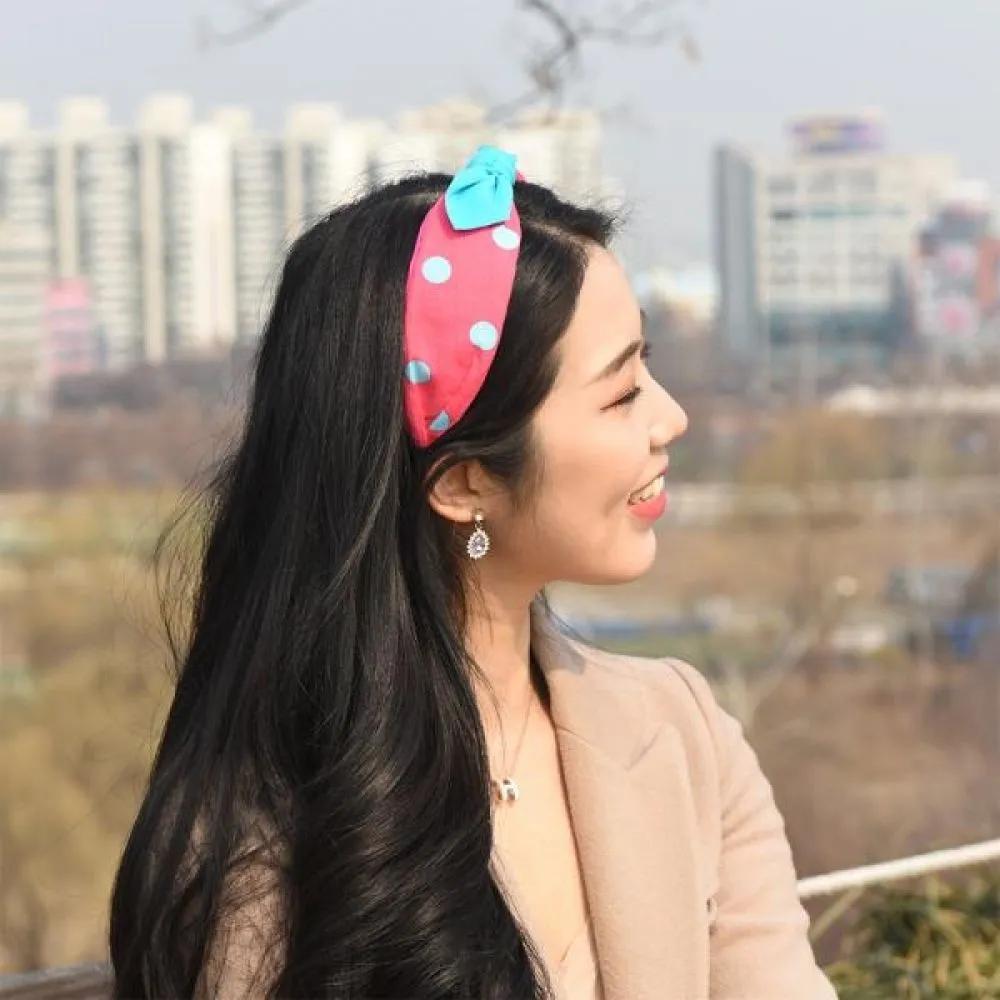 Neon Color Dot Retro Ribbon Bandana Hairband 5 Colors Retro Hairband Neon Hairband Vintage Hairband 1 mint