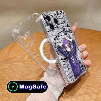 Blue Lock Reo Mikage Clear TPU Magsafe Mobile Phone Case for iPhone 17 16 15 14 13 12 11 Air Pro Max Plus Mini Colorful Cover