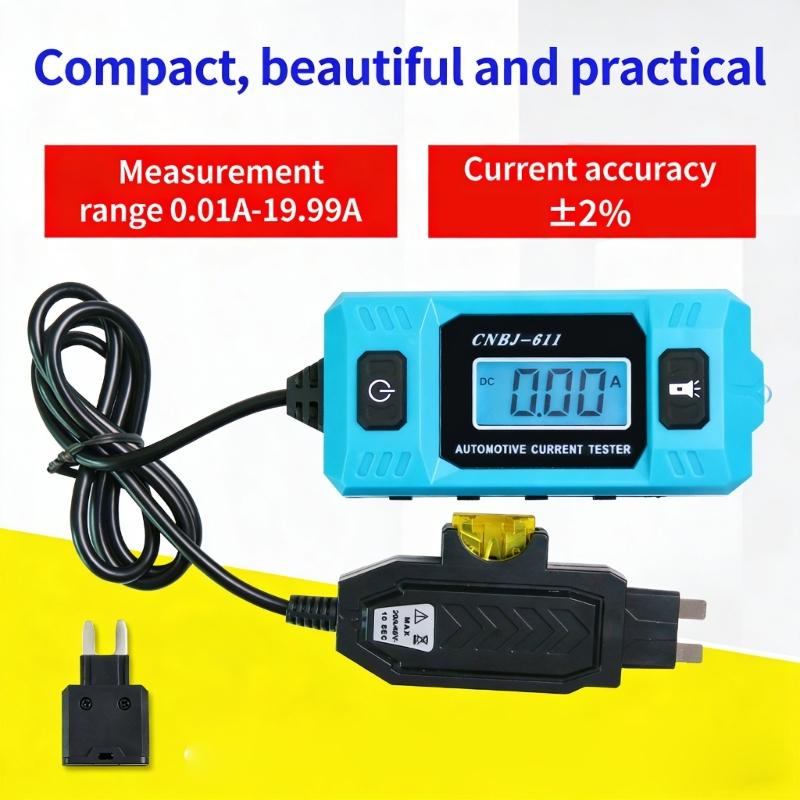 2/3pcs 12V/24V Car Current Tester Detector with Backlit & Flashlight 0.01-19.99A Automotive Fuses Circuit Analyzers Tool