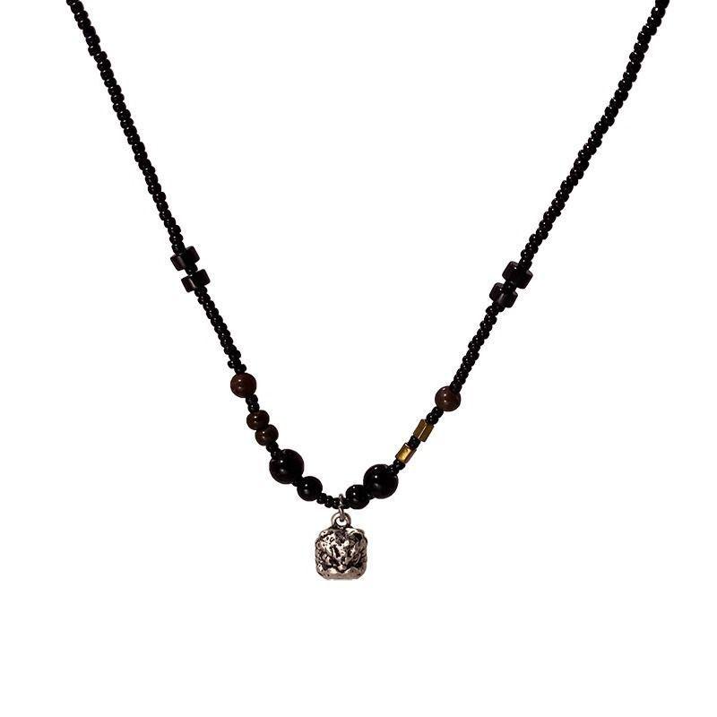 Lucky Amulet Necklace Hip-Hop Gothic Neck Chains Choker  Vintage Punk Chinese Lion Dance Pendant Necklace for Men Women