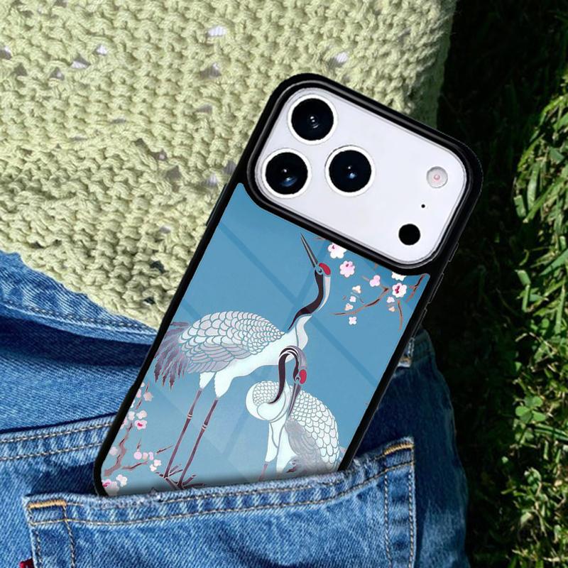Red-crowned Crane Bird Soft Phone Case For iPhone 17 AIR 16 Pro Max 15 14 Pro 11 12 13 Shockproof Silicone Cover