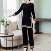 Women Gold Velvet Suit Spring Fashion Pullover Tops and Full Pants Two Piece Set Female Velvet Pants Set