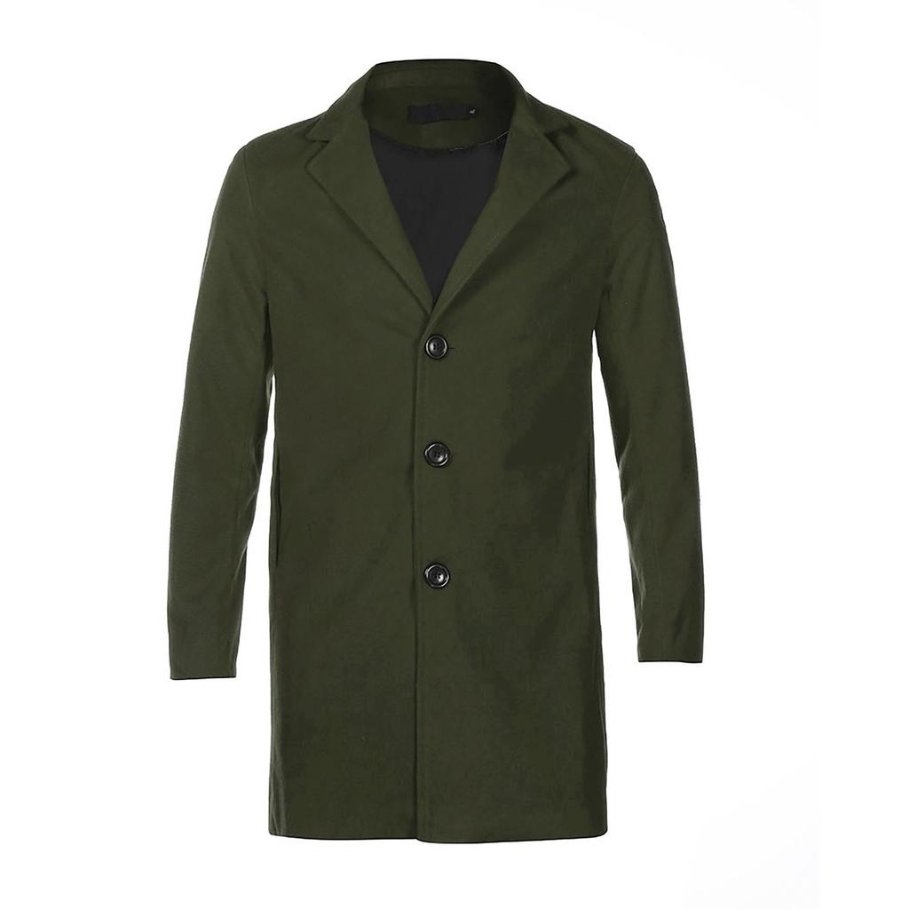 Herren Formal Einreihig Figuring Mantel Lange Wolle Warme Jacke Outwear