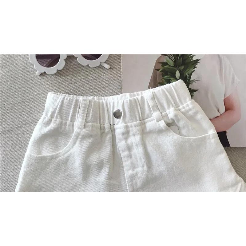 Girls Denim Shorts Summer 3-13Y Kids Short Jeans Solid Color Fashion Comfotable Clothing with Korean Style Pants
