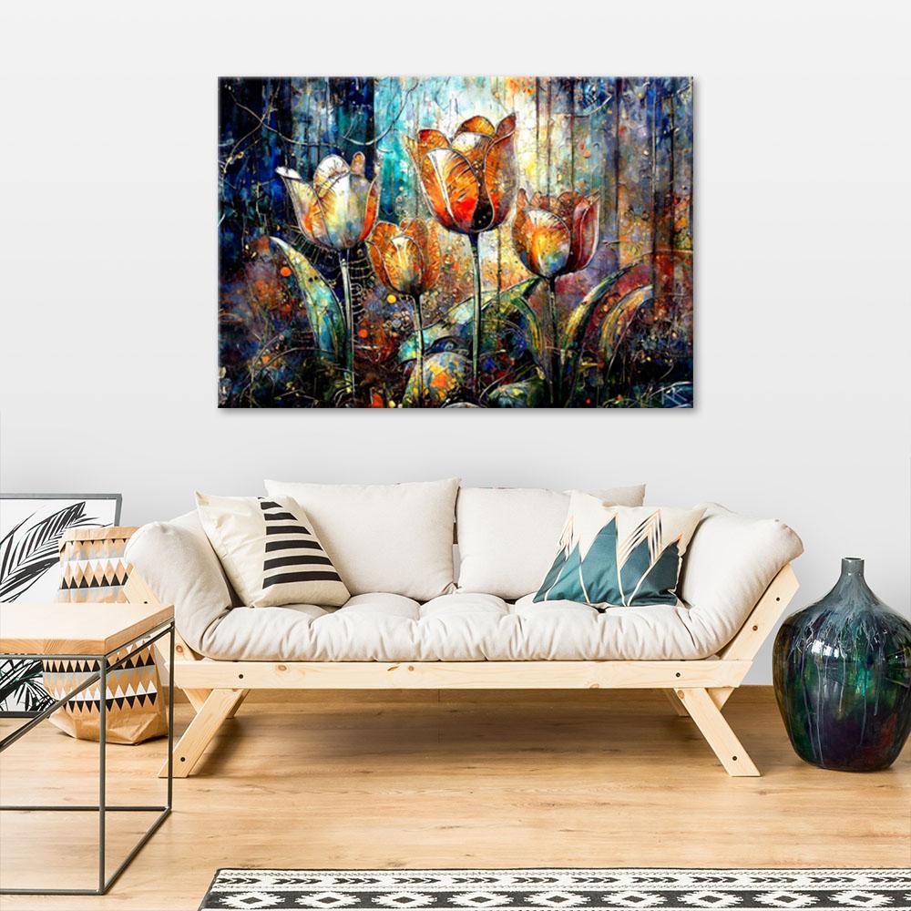 Canvas Print, Flowers Abstract Colorful