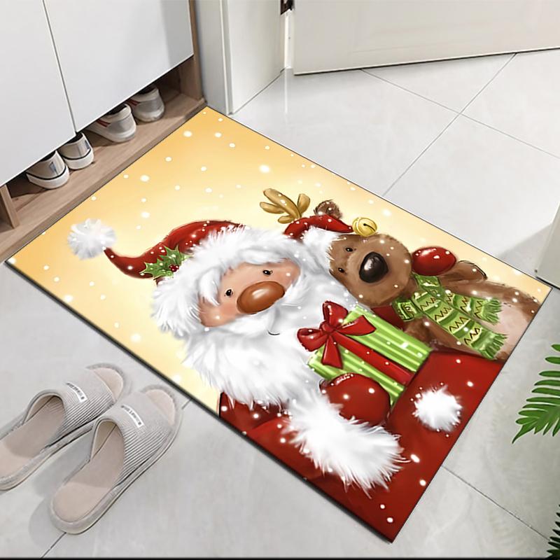 Christmas Santa Claus Printed Carpet, for Office Chair Living Room Bedroom Kitchen Room Decor Gifts.