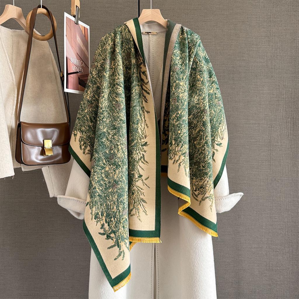 New imitation cashmere jacquard scarf women's autumn and winter versatile air-conditioned room double-sided thickened warm scarf shawl batch