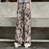 Lancer 2026 Summer Cupro Rayon Bohemian Leaf Print Casual Pants