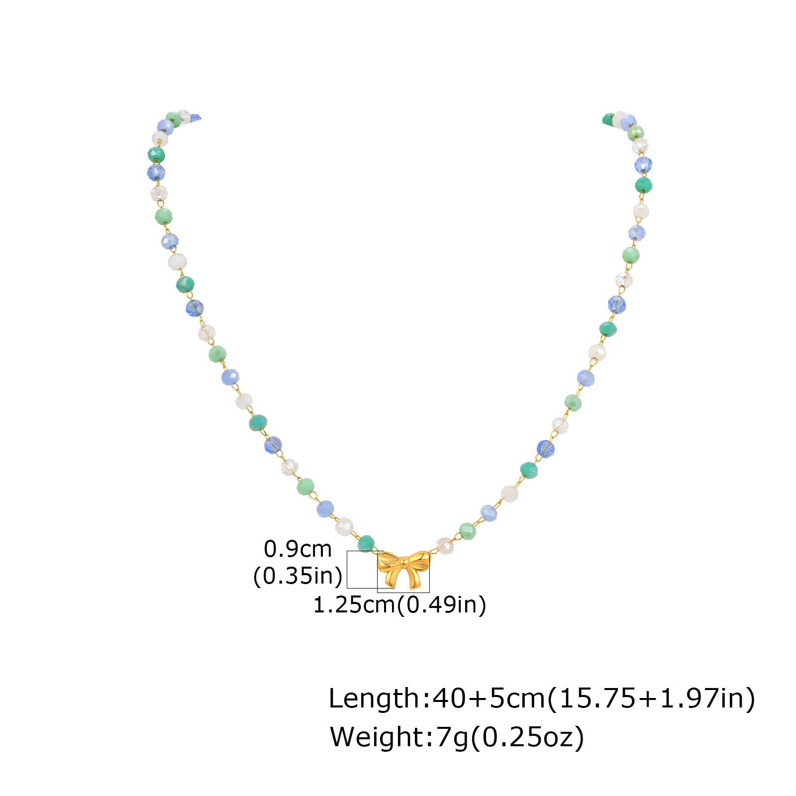 

Fashionable Women s Gradient Bead Necklace in Stainless Steel with Gold Bow
