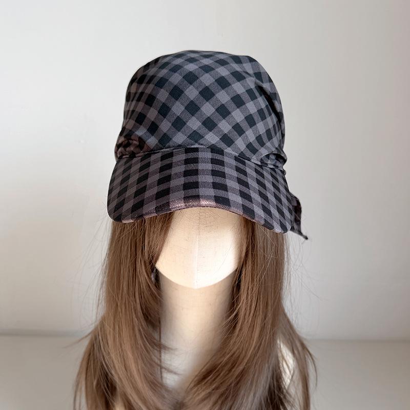 Cappello con Fascia a Quadri Moda Donna Retrò - Cappellino Estivo Snellente, Protettivo dal Sole