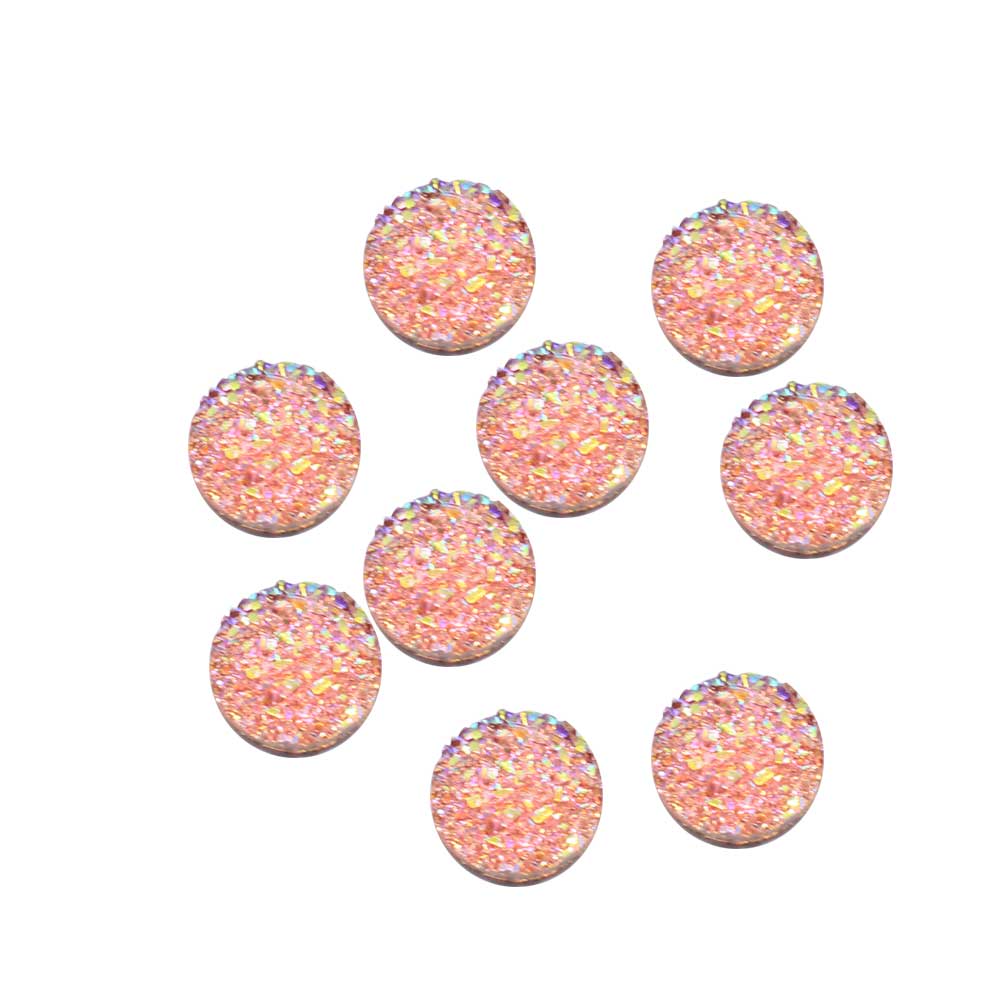 12MM Resin Flat Round AB Finish Cabochons Druzy Charms Flatback Colored Druzy Resin Cabochon Jewelry Making Supplier