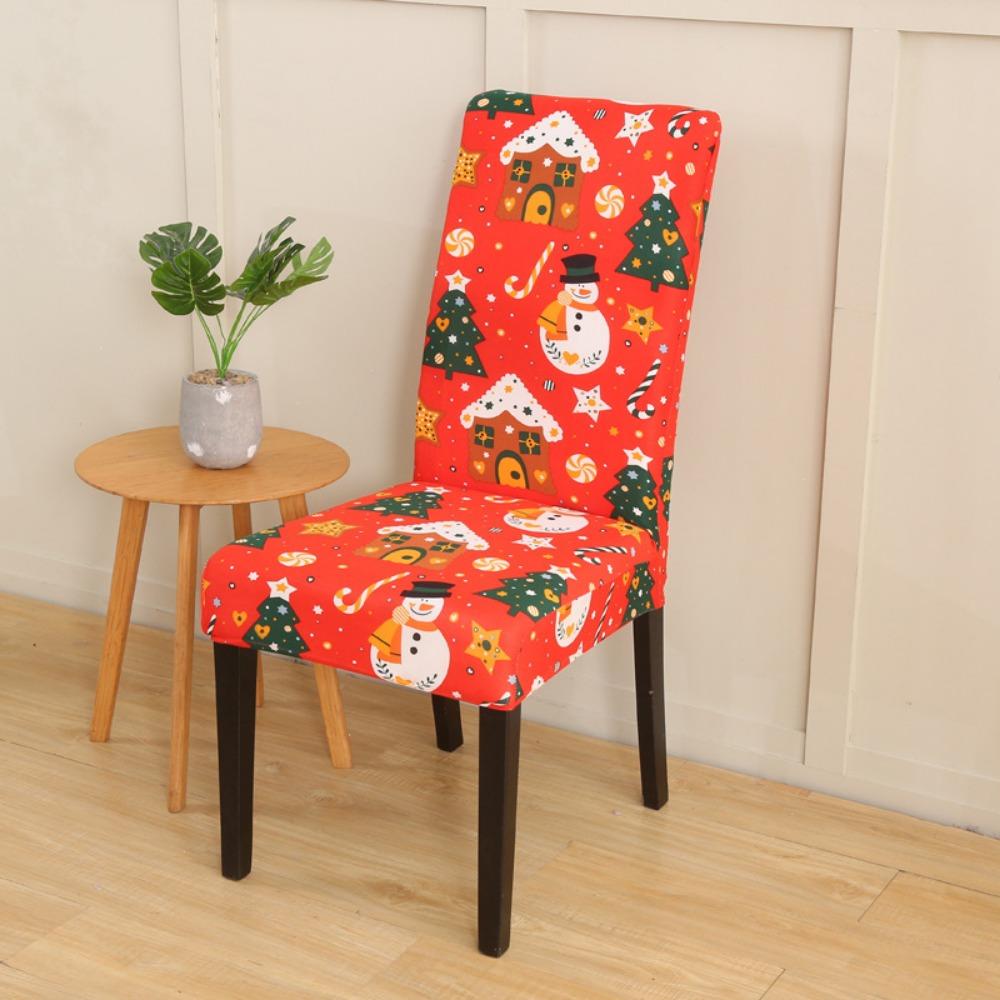 Stretchable Dining Table Chair Cover Christmas Elastic Office Chair Slipcover Simple Seat Cover