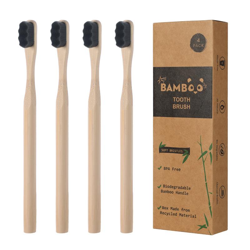 1PC/4PCS Bamboo Toothbrush for Adult,Biodegradable Toothbrush Soft Bristles,10000 Soft Natural Bristle Toothbrush Oral Hygiene