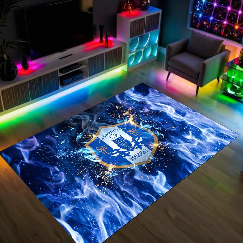 Sheffield Wednesday Calcio Design Velluto di Cristallo Tappeto Accogliente Non?Tappeto Stampato Antiscivolo per Camera da Letto Soggiorno Ingresso