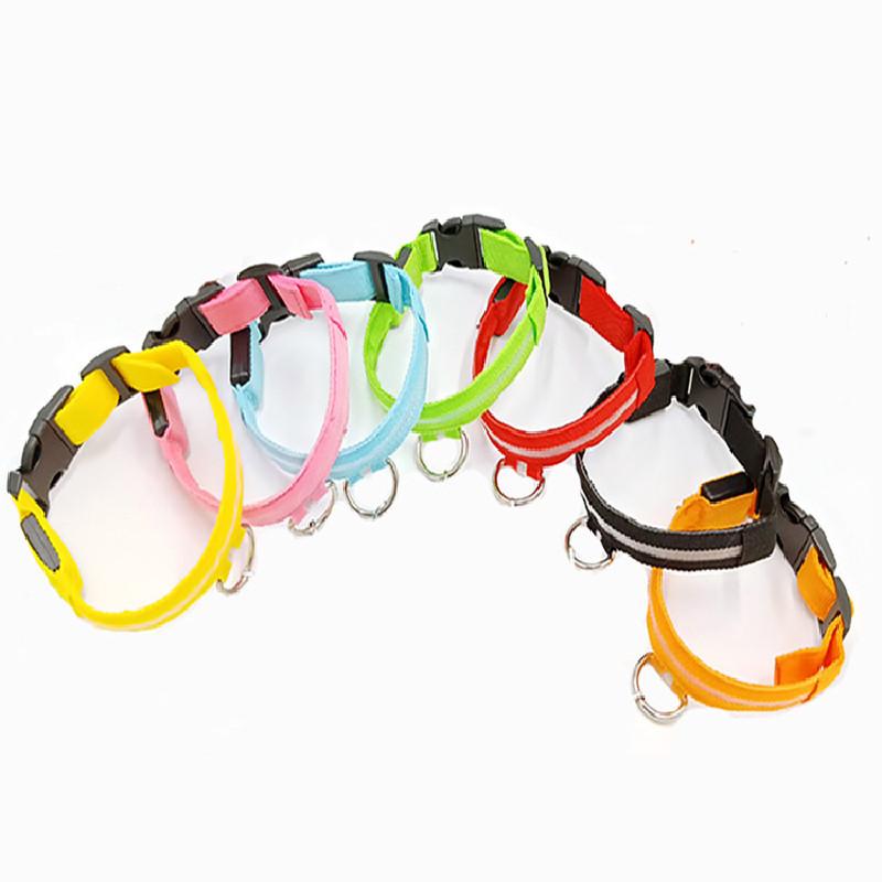 Adjustable Size Usb Rechargeable Led Pet Collar For Cats And Dogs Nylon Material