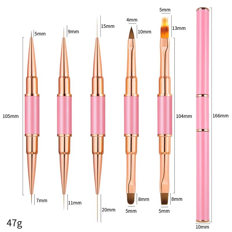 

Professional double-headed metal nail brush set, five-piece nail tool cleaning brush, ladies painting brush, nail art tools