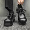 2024 Men's Shiny Round Toe Formal Height-Increasing British Workwear Shoes
