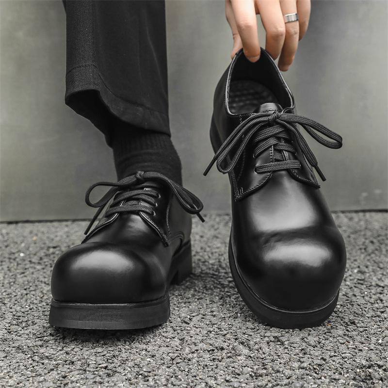 2024 Men's Shiny Round Toe Formal Height-Increasing British Workwear Shoes