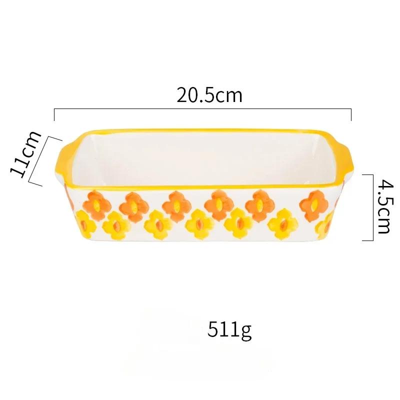 Rectangular Baking Tray Oven Kitchen Baking Tool Ceramic Roasting Lasagna Pan With Handle Baking Dish