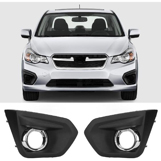 Focket Fog Light Bezel, Driver/Passenger Side Front Bumper Fog Light Cover, Left/Right Side Chrome Front Fog Light Trim Replacement for Impreza Sedan