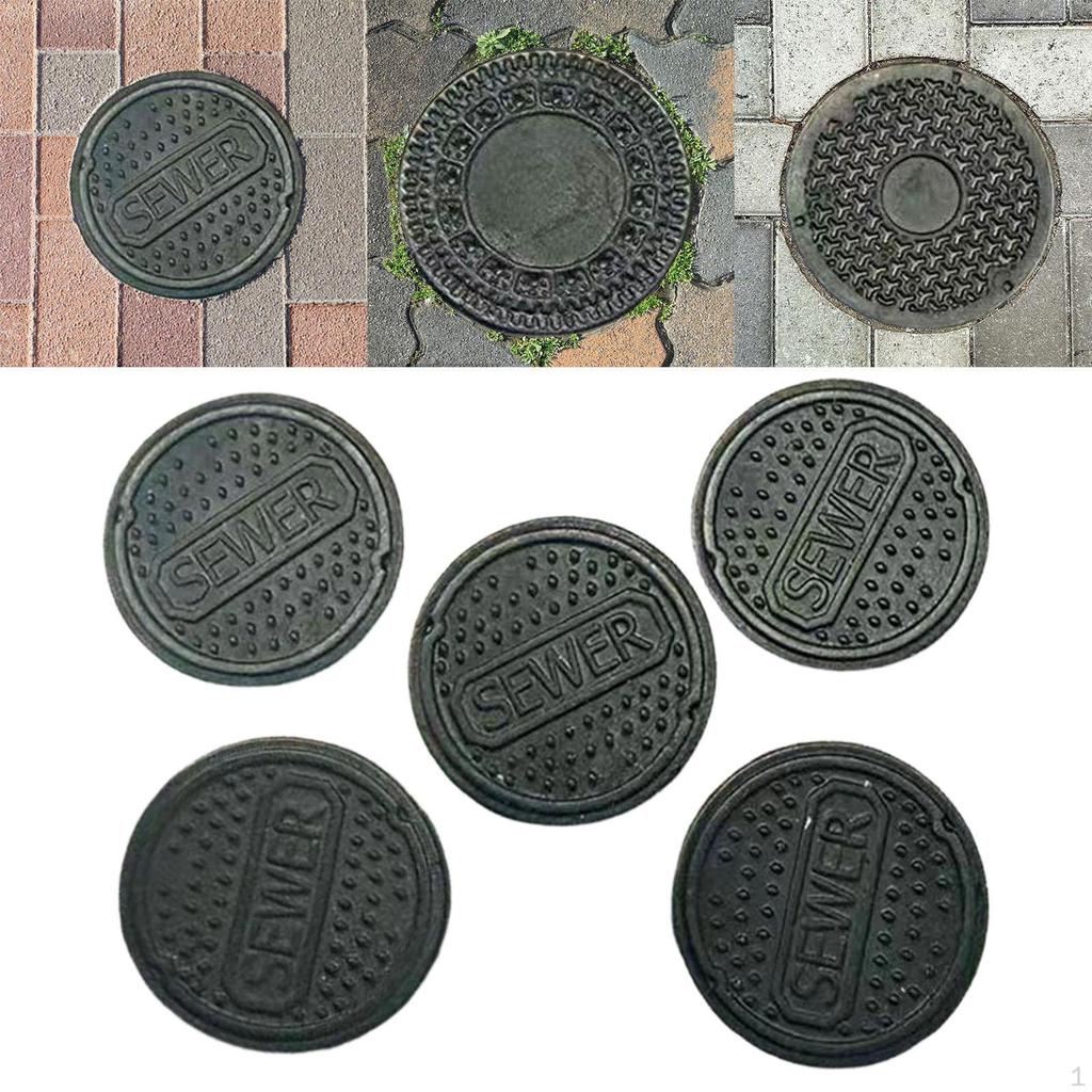 5 Pieces 1/64 Manhole Cover Models Miniature Covers Decorative for Collectors Mini
