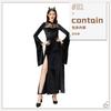 Dark Goth Halloween Costume Black Dress Witch Sexy Lace Medieval Maxi